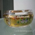 Flower Printed Round Crystal Ashtray Gifts
